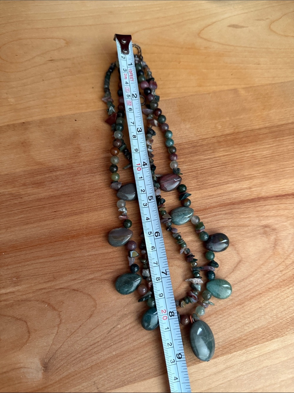 Multi-Stone jade Teardrop double strand Necklace -handmade - Picture 6 of 7